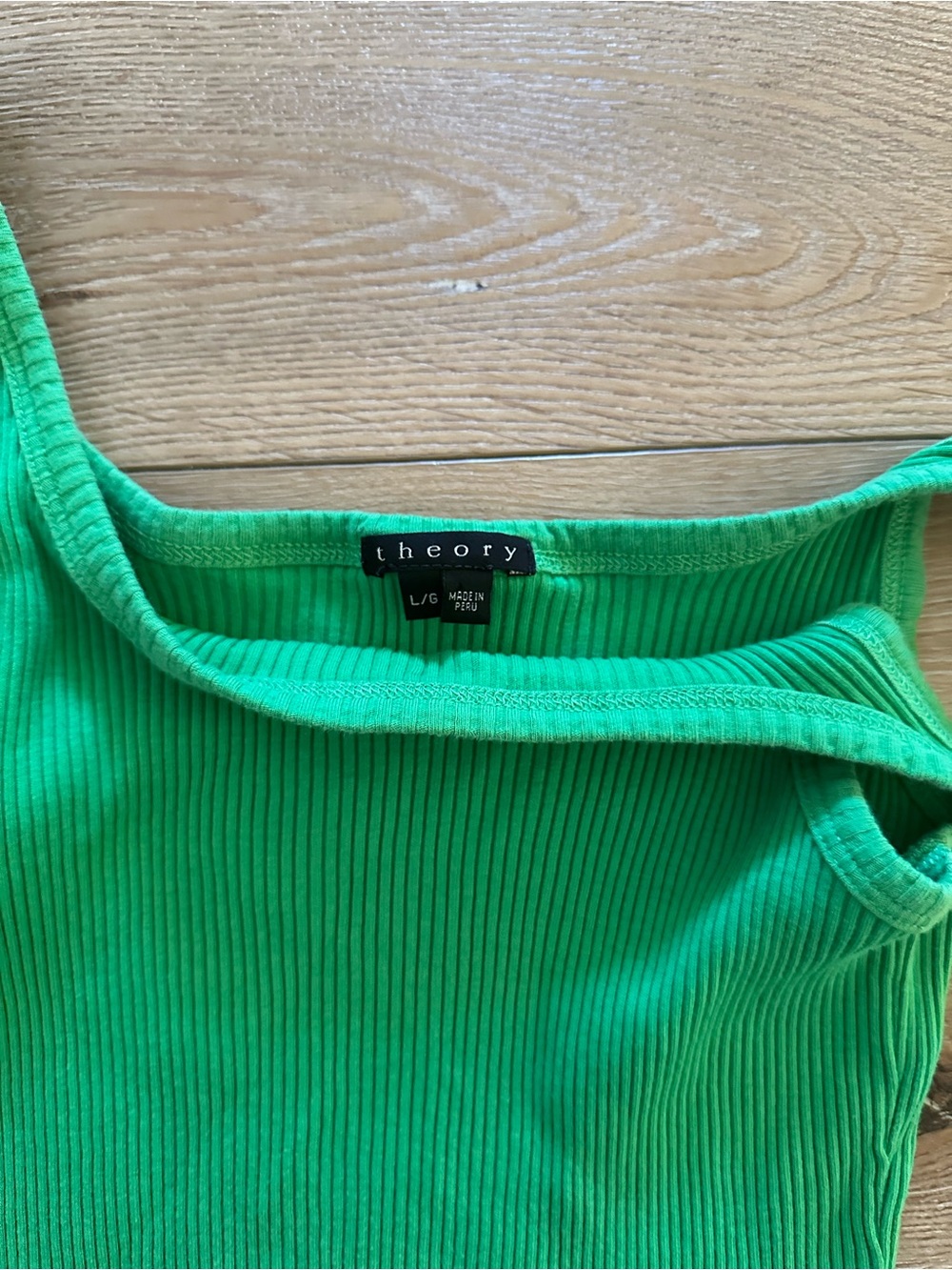 Large Theory Green Ribbed Tank Top - Picture 2 of 3